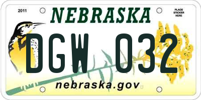 NE license plate DGW032