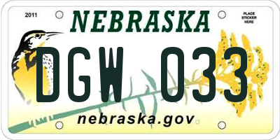 NE license plate DGW033