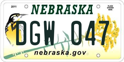NE license plate DGW047
