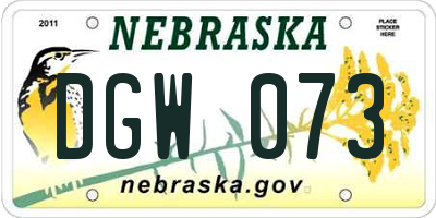 NE license plate DGW073