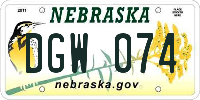 NE license plate DGW074
