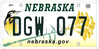 NE license plate DGW077