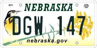 NE license plate DGW147