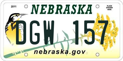 NE license plate DGW157