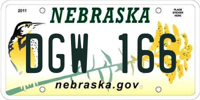 NE license plate DGW166