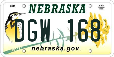 NE license plate DGW168