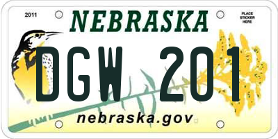 NE license plate DGW201