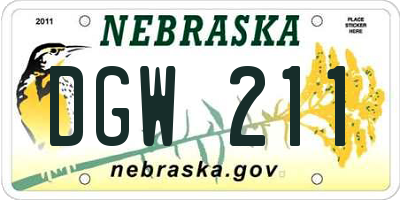 NE license plate DGW211