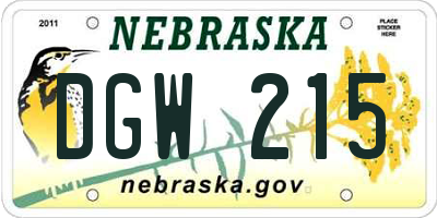 NE license plate DGW215