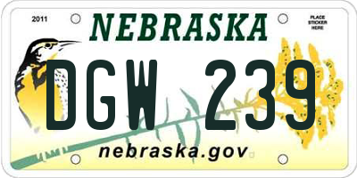 NE license plate DGW239