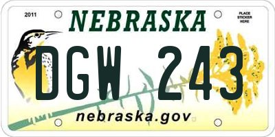 NE license plate DGW243