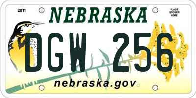 NE license plate DGW256