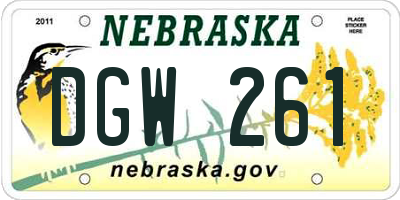 NE license plate DGW261