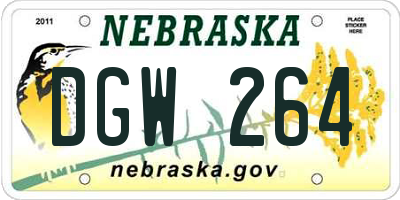 NE license plate DGW264
