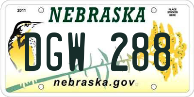 NE license plate DGW288
