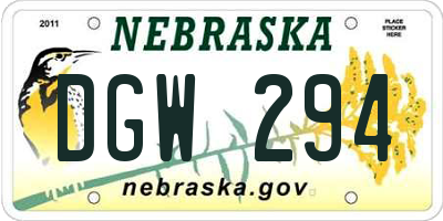 NE license plate DGW294