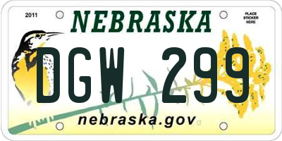 NE license plate DGW299