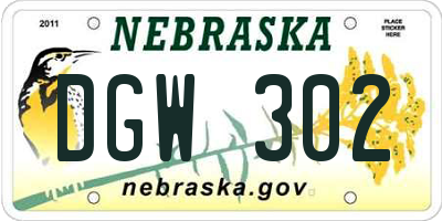 NE license plate DGW302
