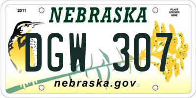 NE license plate DGW307