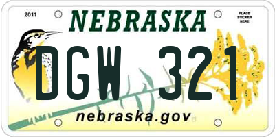 NE license plate DGW321