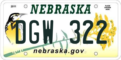 NE license plate DGW322