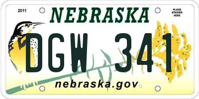 NE license plate DGW341
