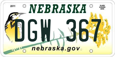 NE license plate DGW367