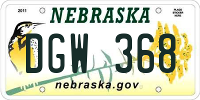 NE license plate DGW368