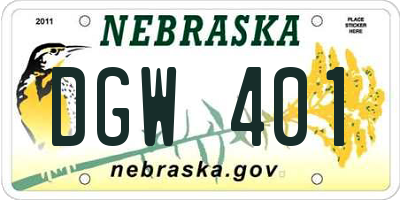 NE license plate DGW401