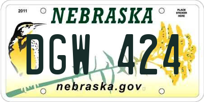 NE license plate DGW424