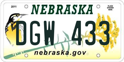NE license plate DGW433