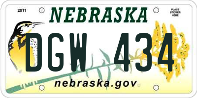 NE license plate DGW434