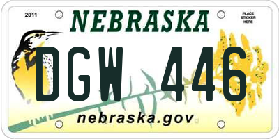 NE license plate DGW446