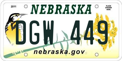 NE license plate DGW449