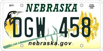 NE license plate DGW458