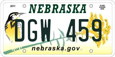 NE license plate DGW459