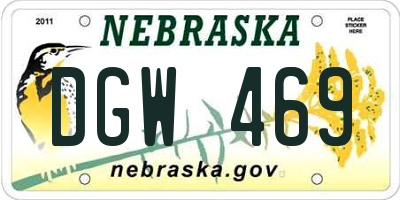 NE license plate DGW469