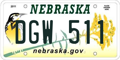 NE license plate DGW511