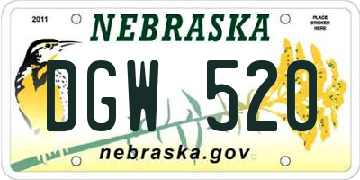 NE license plate DGW520