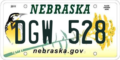 NE license plate DGW528