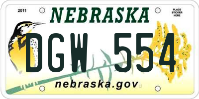 NE license plate DGW554
