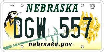 NE license plate DGW557