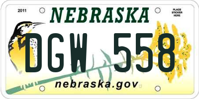 NE license plate DGW558