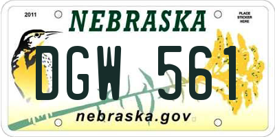 NE license plate DGW561