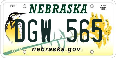 NE license plate DGW565