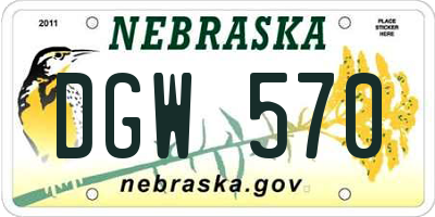 NE license plate DGW570