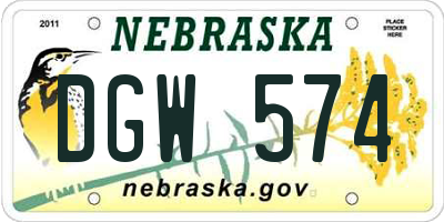 NE license plate DGW574