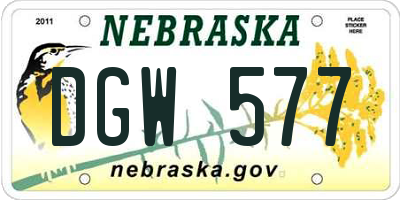 NE license plate DGW577