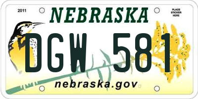 NE license plate DGW581