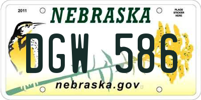 NE license plate DGW586